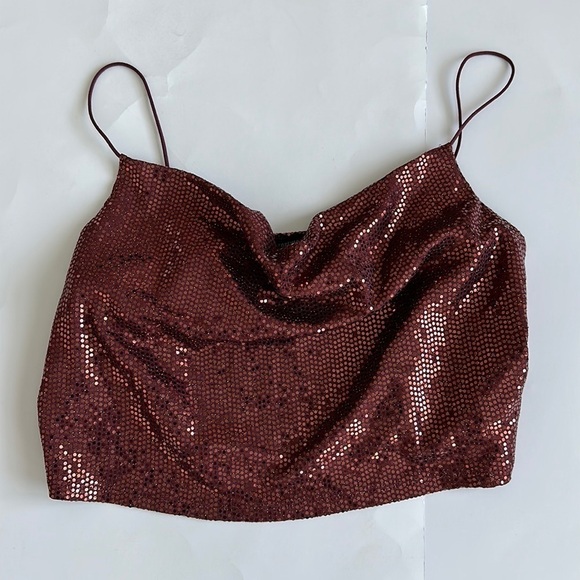 Forever 21 Tops - NWT Forever 21 Cropped Wine Sparkle Top Sz M